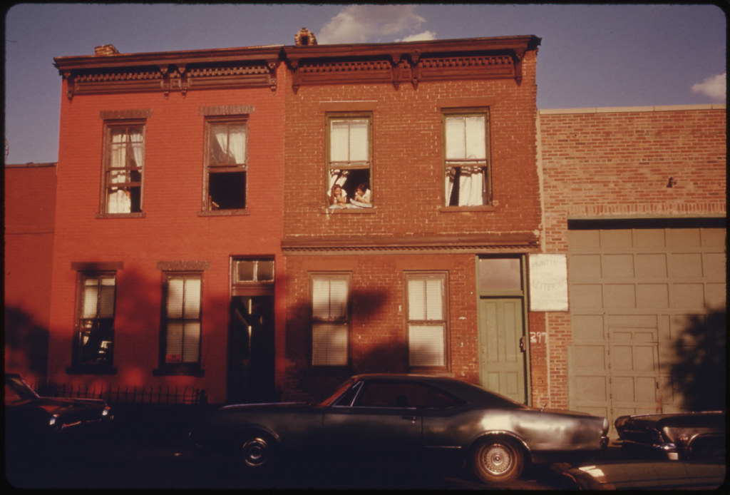 Row houses on Bond Street in Brooklyn, July 1974.